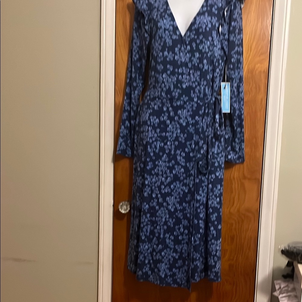 Blue Maxi Long Sleeve V-neck Sheath Dress for Work